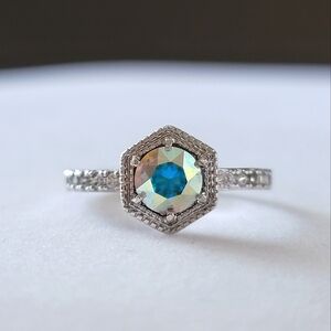 Fragrant Jewels Sparkling Irridescent Hexagon Ring